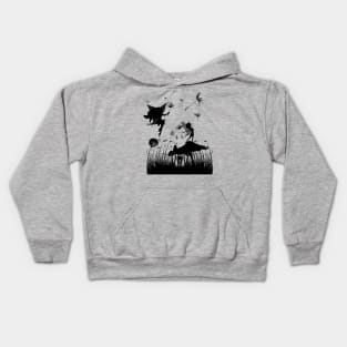 Cute fairy playing with the dandelions in the night Kids Hoodie